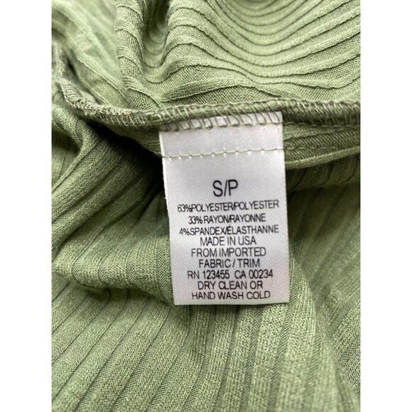 DESIGN LAB Solid Olive Green Cold Shoulder Ribbed Dress Sz Small NEW - Picture 7 of 7